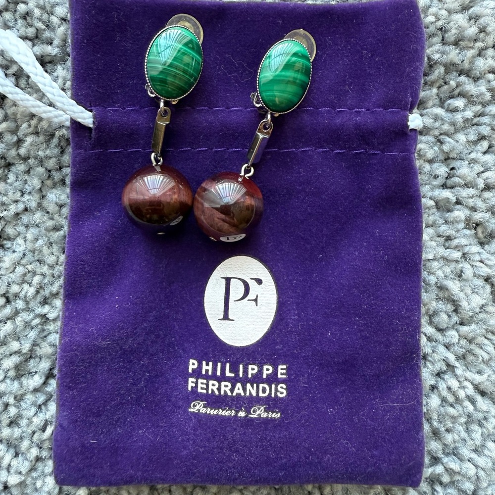 Green and Brown Stone Statement Earrings